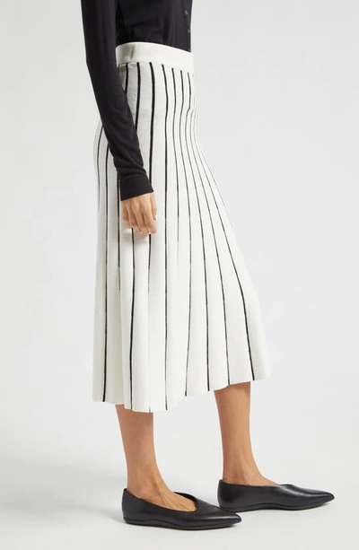 Atm Anthony Thomas Melillo Stripe Cotton Blend Skirt In Chalk/ Black