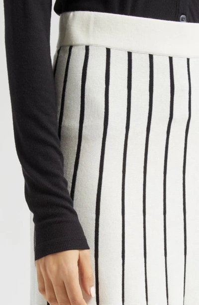 Atm Anthony Thomas Melillo Stripe Cotton Blend Skirt In Chalk/ Black