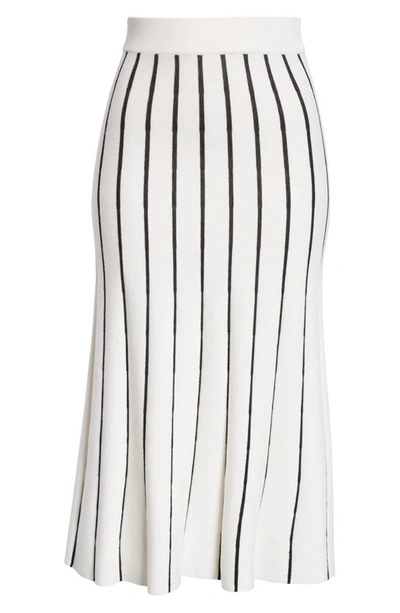 Atm Anthony Thomas Melillo Stripe Cotton Blend Skirt In Chalk/ Black