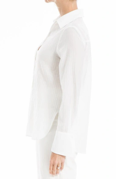 Shop Max Studio Textured Stripe Button-up Shirt In Ivory