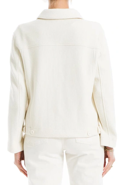 Max Studio Ribbed Crop Shirt Jacket In Ecru