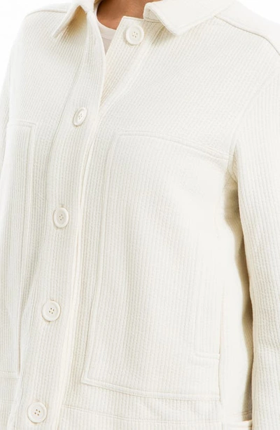 Max Studio Ribbed Crop Shirt Jacket In Ecru