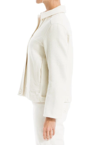 Shop Max Studio Ribbed Crop Shirt Jacket In Ecru