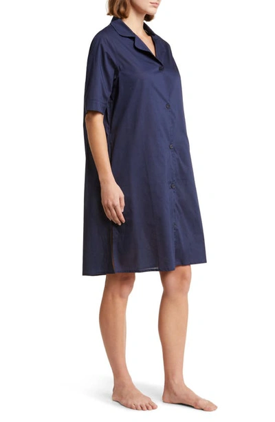 Shop Papinelle Gemma Cotton Short Sleeve Nightshirt In Navy