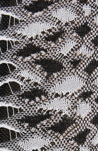 Shop Balmain Long Sleeve Snakeskin Texture Knit Minidress In Black/ White