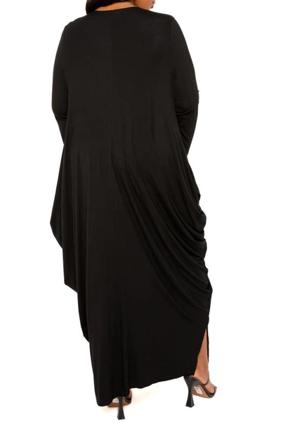 Buxom Couture Plus Size Cascade Bubbled Hem Cardigan In Black