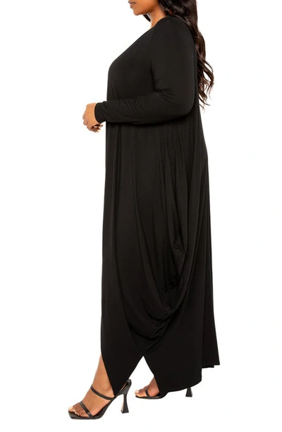 Buxom Couture Plus Size Cascade Bubbled Hem Cardigan In Black