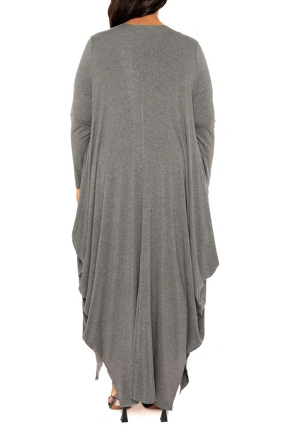 Shop Buxom Couture Cascade Bubble Hem Cardigan In Charcoal Grey