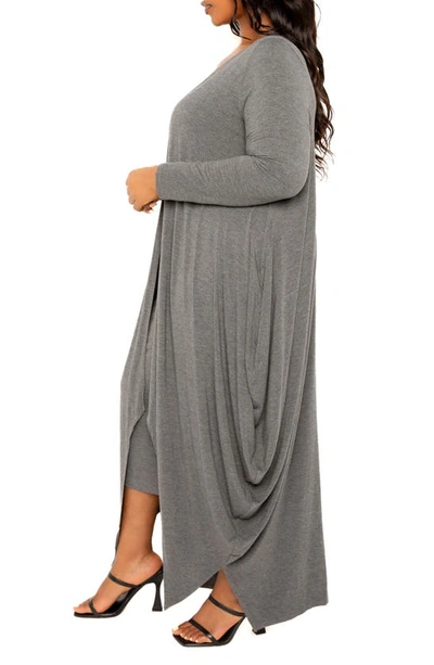 Shop Buxom Couture Cascade Bubble Hem Cardigan In Charcoal Grey