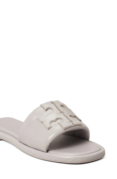 Shop Tory Burch Double-t Leather Sport Slide Sandal In Bay Gray