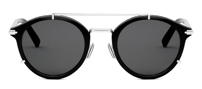 Shop Dior Blacksuit R7u 10a0 Dm40111u 01a Round Sunglasses