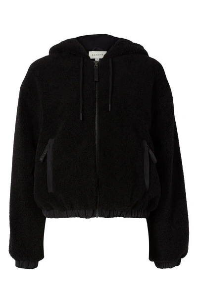 Shop Bandier High Pile Fleece Hooded Zip Jacket In Black