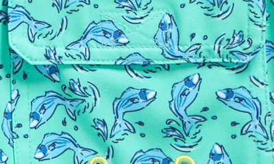 Shop Vineyard Vines Kids' Chappy Crab Print Swim Trunks In Fish Out Of Water Green
