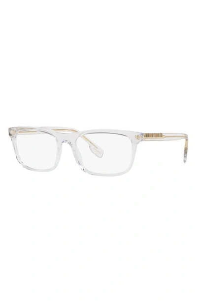 Burberry 55mm Icon Stripe Detail Square Optical Glasses In Clear Beige