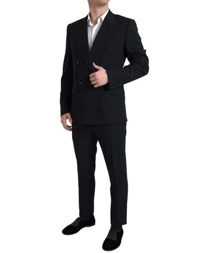 Shop Dolce & Gabbana Black 2 Piece Double Breasted Sicilia Suit