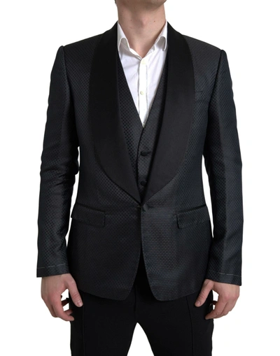 Shop Dolce & Gabbana Black Jacquard 2 Piece Single Breasted Suit