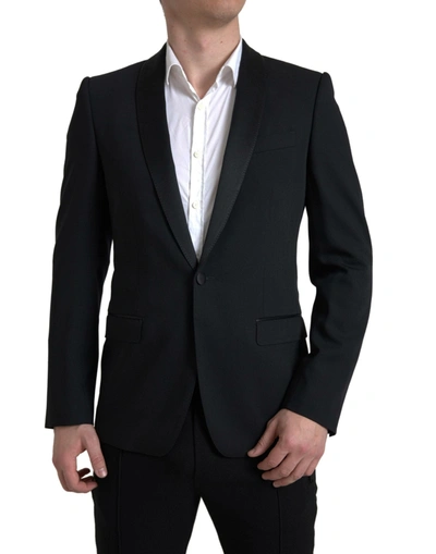 Shop Dolce & Gabbana Black Wool Single Breasted Martini Blazer