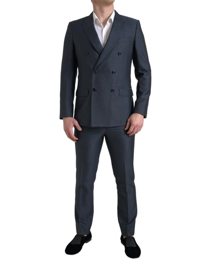 Shop Dolce & Gabbana Blue 2 Piece Double Breasted Martini Suit
