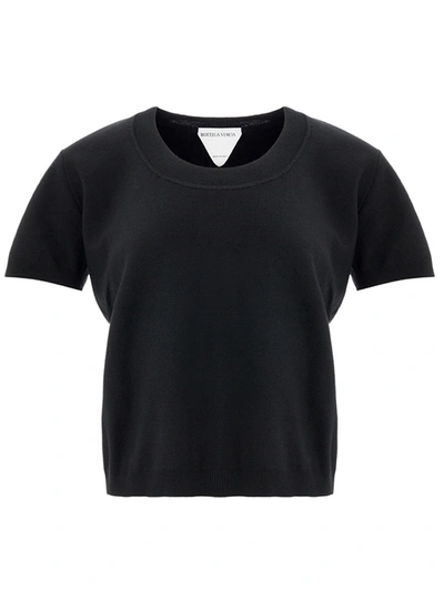 Shop Bottega Veneta Cashmere Blend Black Short Sleeves Top