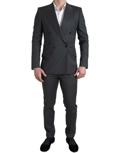 Shop Dolce & Gabbana Gray 2 Piece Double Breasted Sicilia Suit