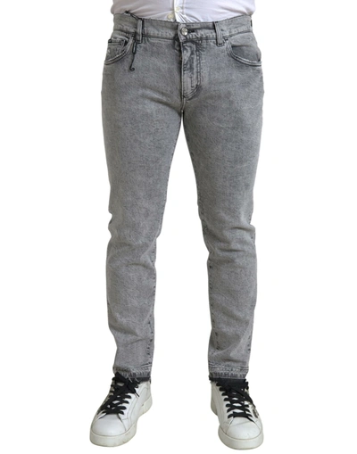 Shop Dolce & Gabbana Grey Cotton Skinny Men Denim Trouser Jeans