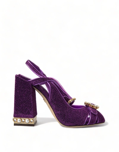 Shop Dolce & Gabbana Purple Crystal Ankle Strap Sandals Shoes