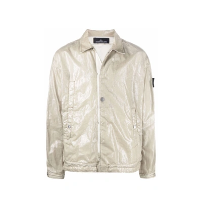 Shop Stone Island Compass Patch Jacket In Beige