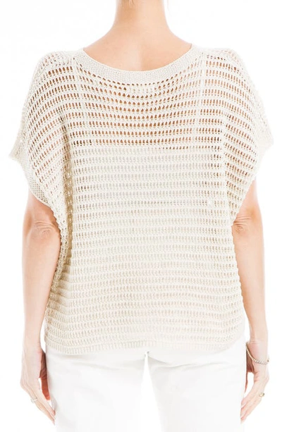 Shop Max Studio Pointelle Short Sleeve Sweater In Oyster