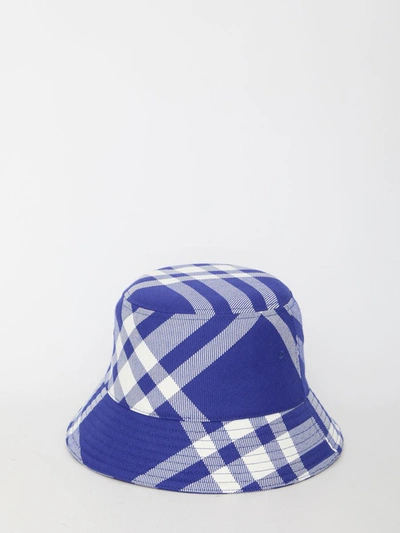 Shop Burberry Check Bucket Hat In Blue