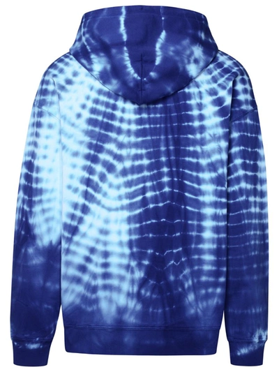 Shop Marcelo Burlon County Of Milan 'aop Soundwaves' Blue Cotton Sweatshirt