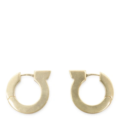 Shop Ferragamo Gold-tone Brass Gancini Earrings In Golden