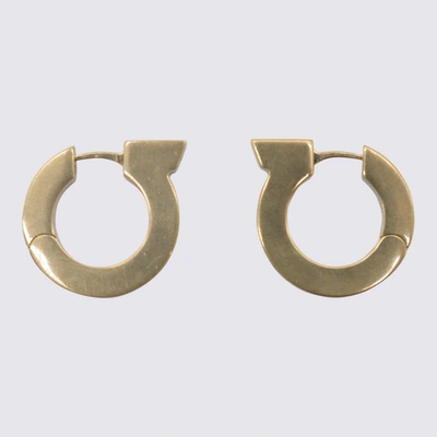 Shop Ferragamo Gold-tone Brass Gancini Earrings In Golden