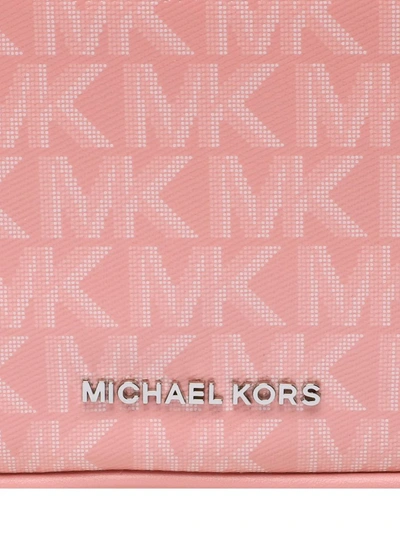 Shop Michael Kors Jet Set Monogram Crossbody Bag In Pink