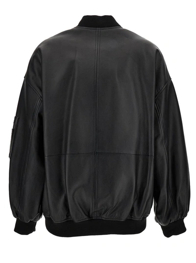 Shop Pinko 'monterosi' Black Bomber Jacket With Zip In Smooth Leather Woman