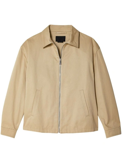 Shop Prada Zip-up Cotton Shirt Jacket In Corda