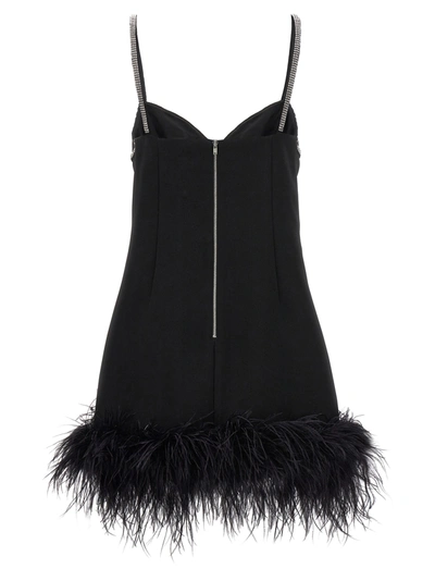 Shop Self-portrait Black Crepe Feather Swing Mini Dresses Black