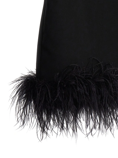 Shop Self-portrait Black Crepe Feather Swing Mini Dresses Black
