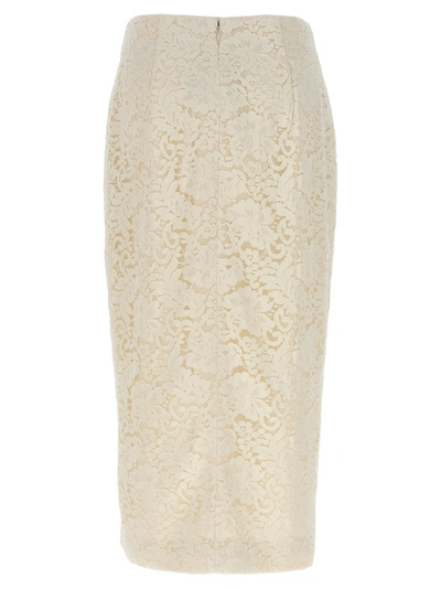 Shop Self-portrait Cream Cord Lace Split Midi Skirts White