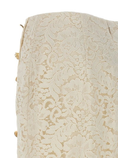 Shop Self-portrait Cream Cord Lace Split Midi Skirts White
