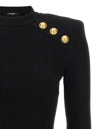 Shop Balmain Logo Button Sweater Sweater, Cardigans Black