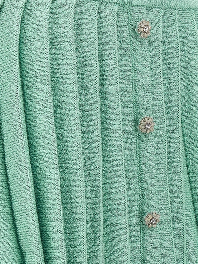 Shop Self-portrait Mint Sequin Pleated Knit Skirts Light Blue