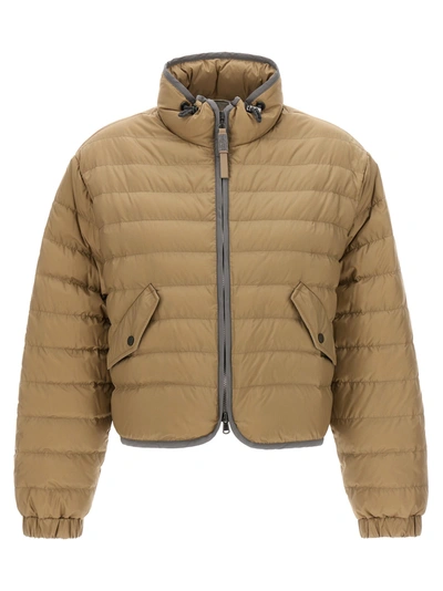 Shop Brunello Cucinelli Monile Detail Down Jacket Casual Jackets, Parka Beige