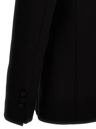 Shop Balmain Single-breasted Satin Wool Blazer Black