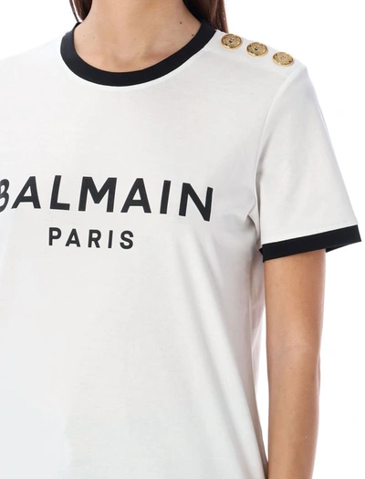 Shop Balmain 3-button T-shirt In Bianco