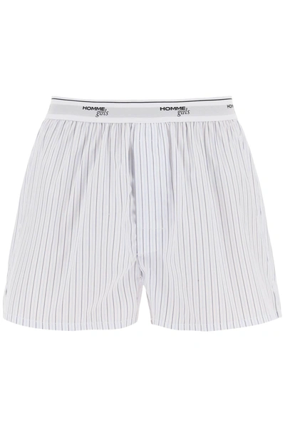 Shop Homme Girls Cotton Boxer Shorts In White