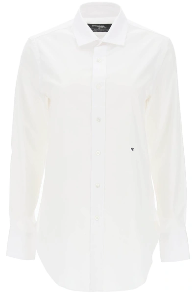 Shop Homme Girls Cotton Twill Shirt In White