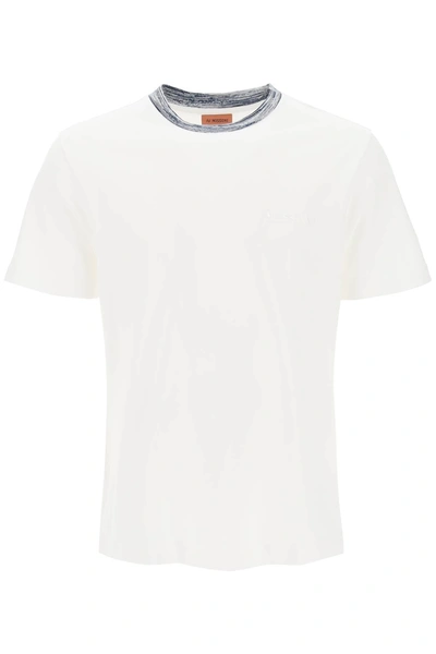 Shop Missoni T Shirt With Contrasting Crew Neck In White