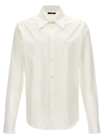 Shop Balmain Logo Embroidery Shirt Shirt, Blouse In White