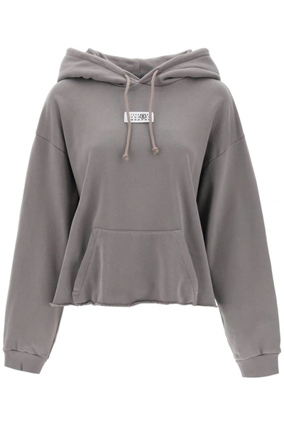 Shop Mm6 Maison Margiela Hoodie With Numeric Logo In Grey