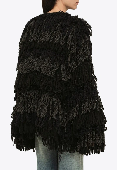 Shop Roberto Collina All-over Fringed Cardigan In Black
